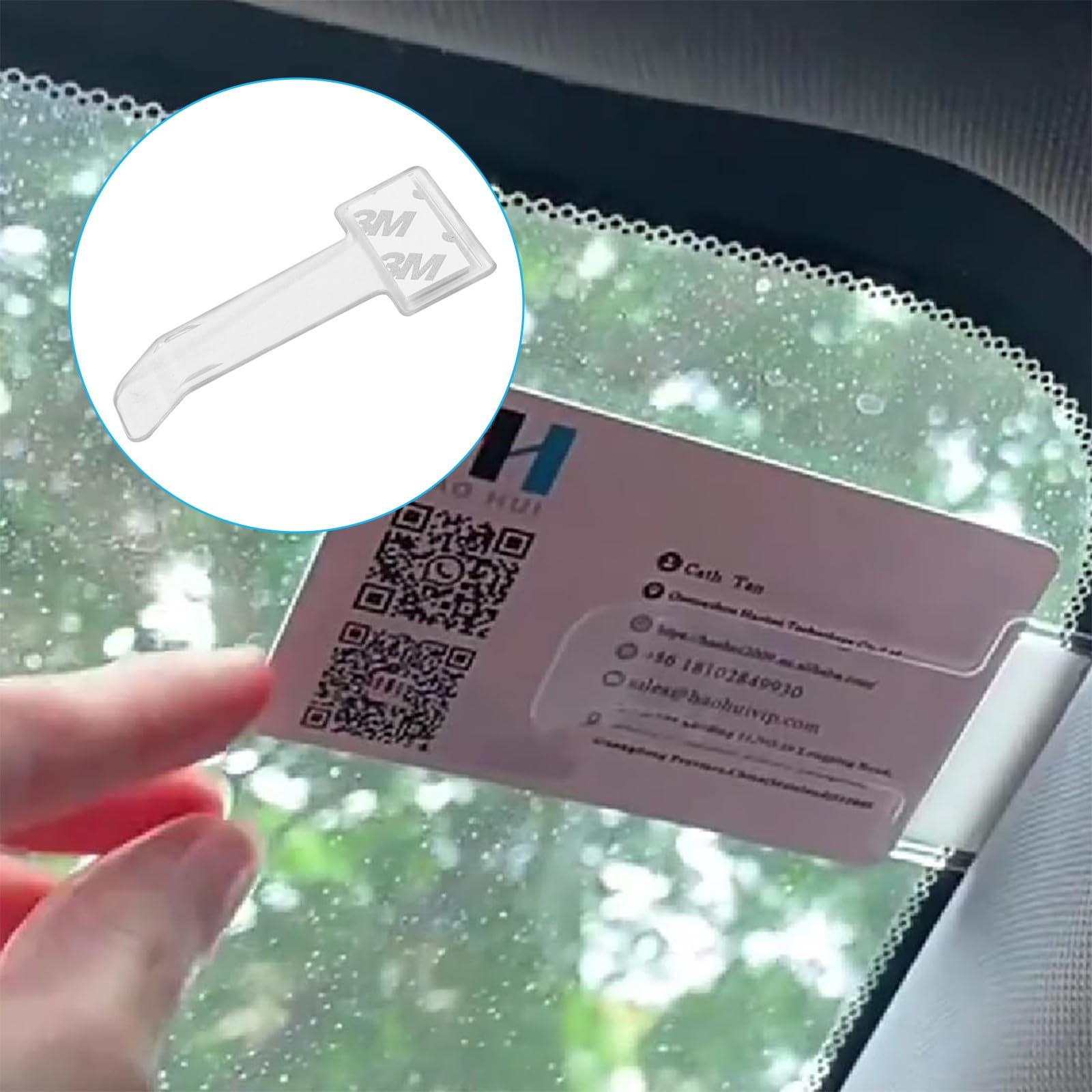 12 Piezas Soportes de Tickets para Coche Transparentes y Porta Tarjetas para Coche Clip para Boletos de Parabrisas Adhesivo Fundas para Justificantes de Aparcamiento de Plástico