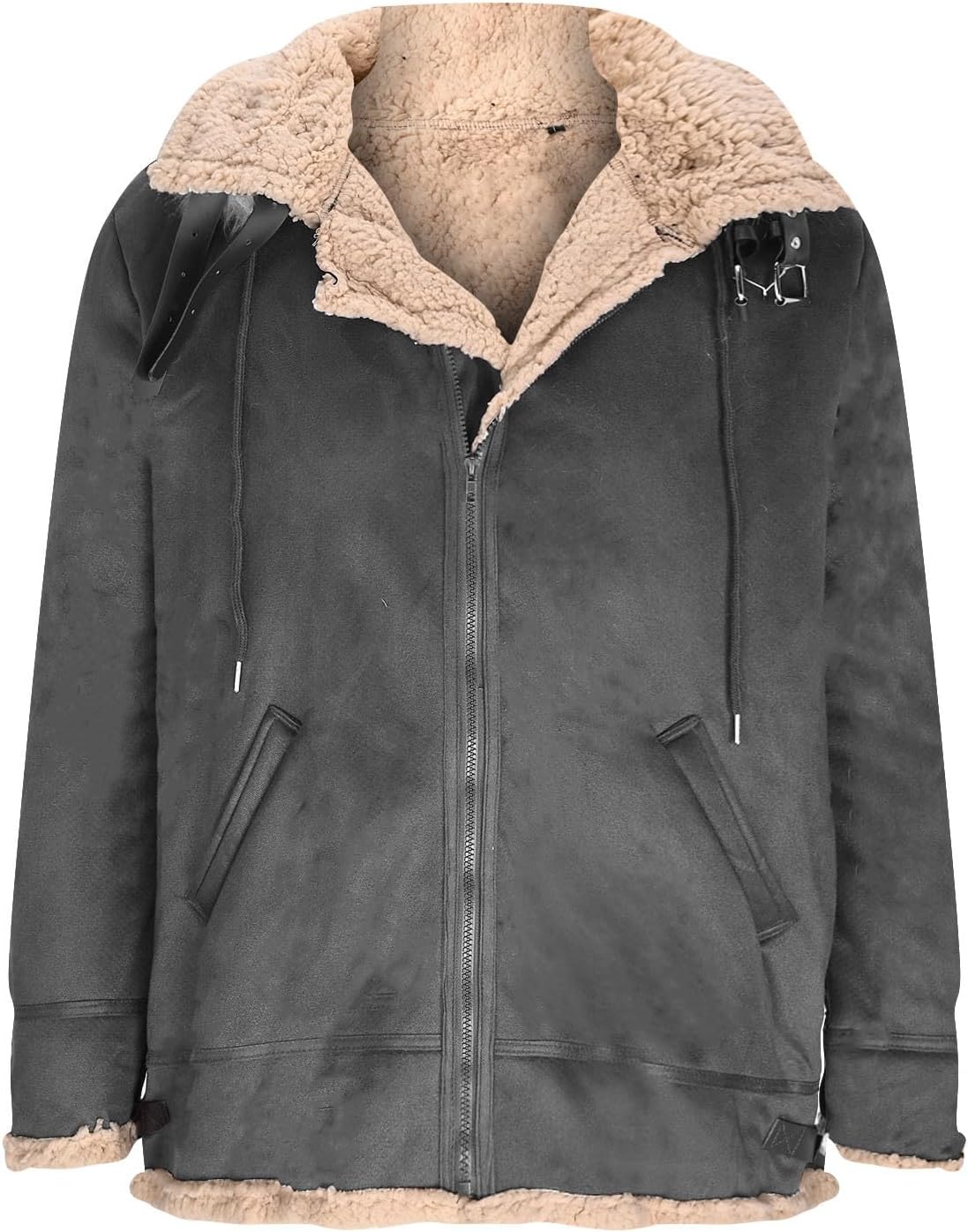 Men Fleece Lined Jackets Warm Soft Chunky Long Sleeve Outerwear Casual Loose Fit Winter Coats with Pockets