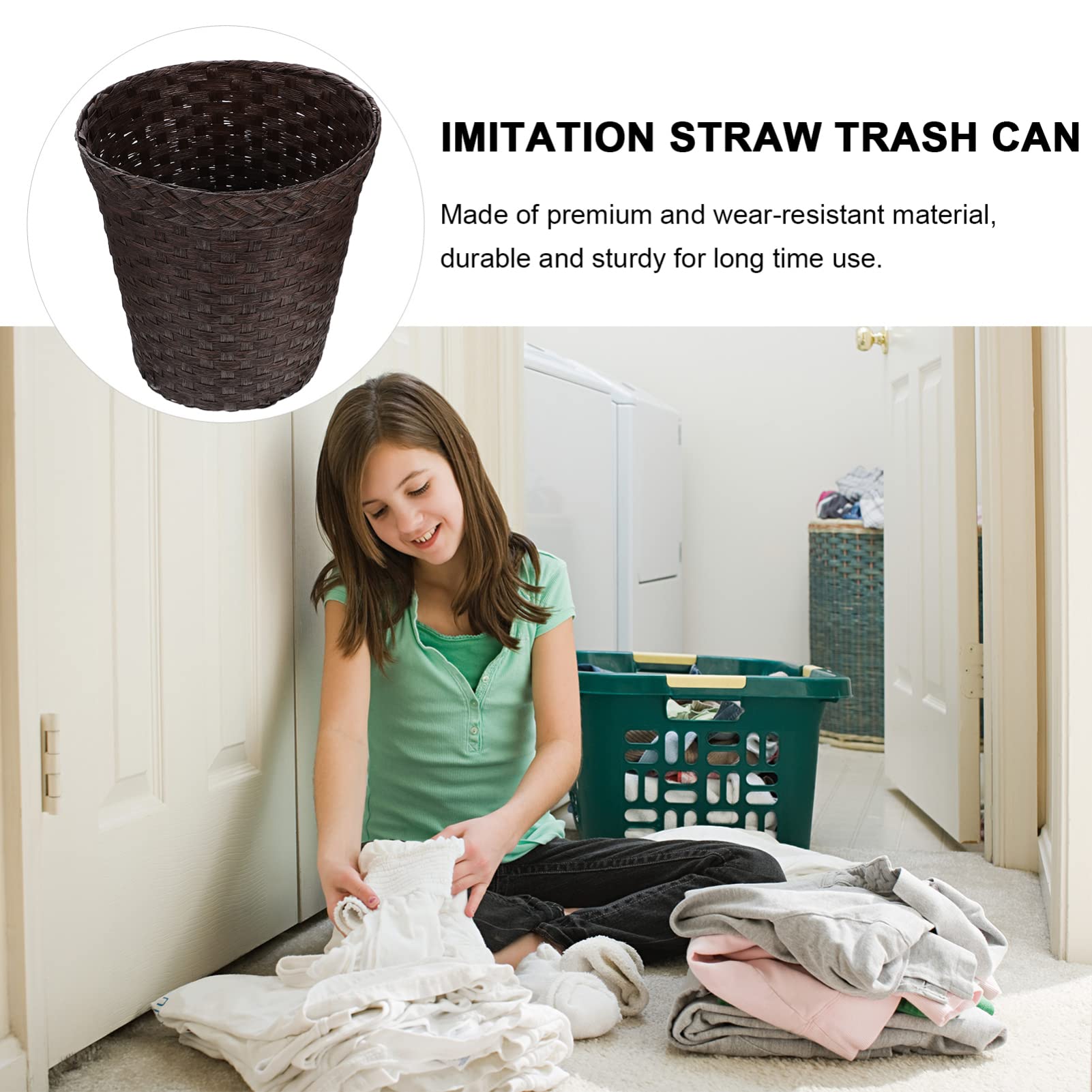 Alipis Cestino per Bagno in Materiale Resistente Contenitore per Rifiuti Paglia Cestino per Ufficio e Multiuso Facile da Spostare e Utilizzare