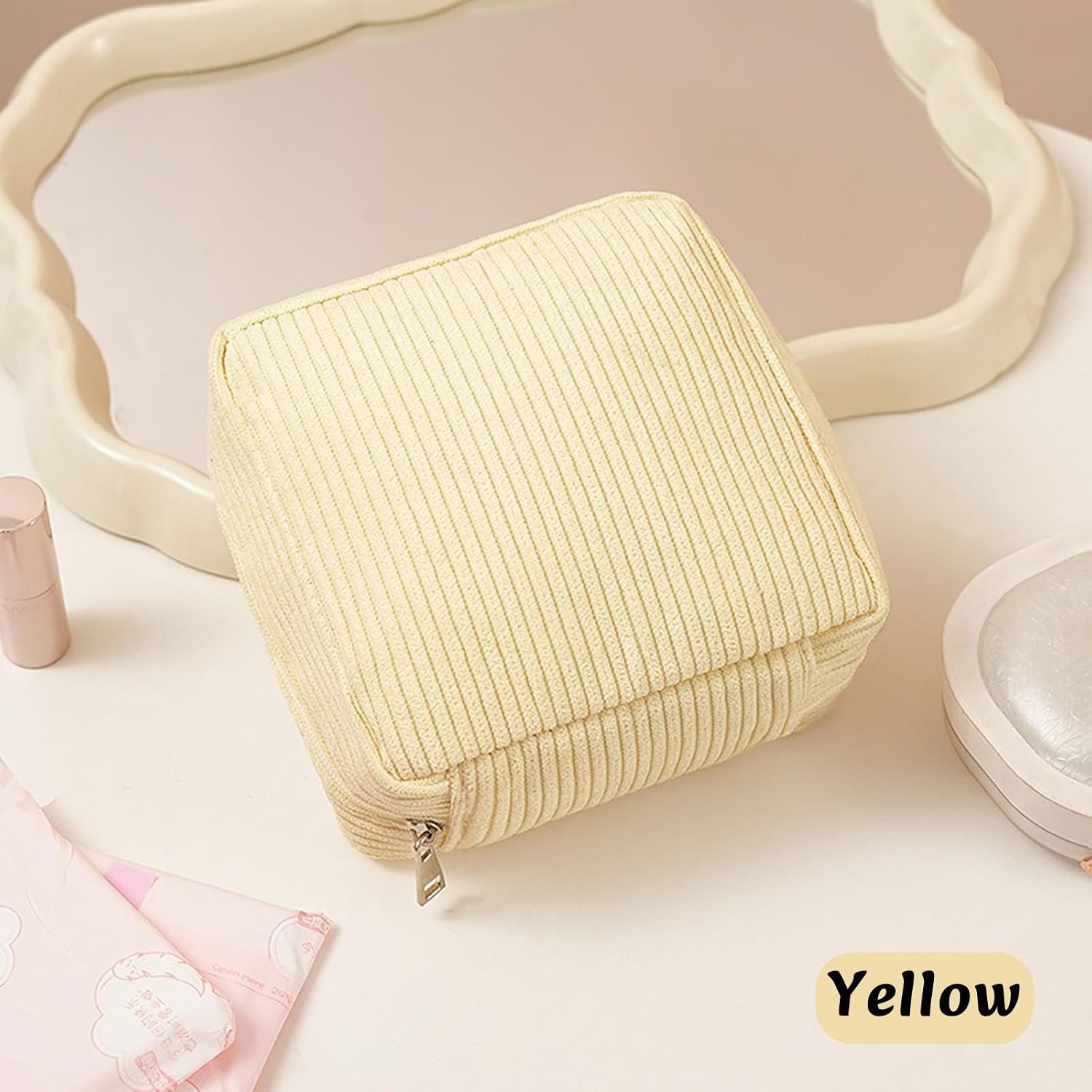 Sanitary Napkin Storage Bag, Corduroy Sanitary Period Pouch For Pads, Cosmetic Napkin Storage First Period Gear For Girls, Disposal Bags For School Office Travel... image 4