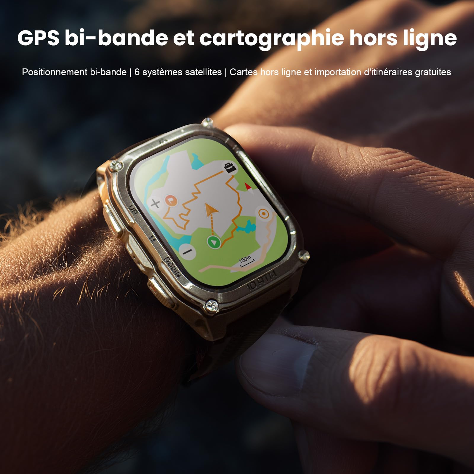 KOSPET Tank M4 GPS Montre Connectée Homme, Cartes Hors Ligne, 1.96'' AMOLED | Acier Inoxydable, Étanche 10 ATM et IP69K, Plongée 45M, Batterie 15 Jours, Surveillance Santé 24/7, Compatible Android et iOS