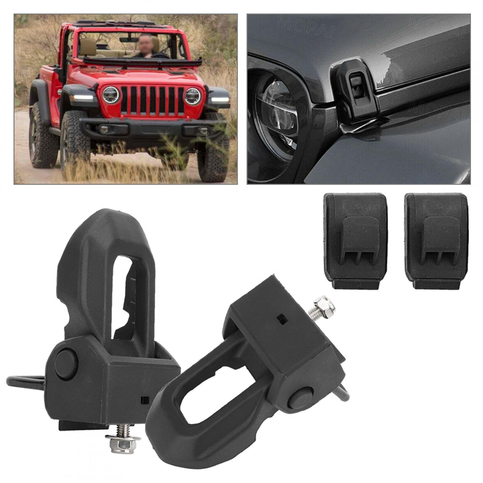 Staffa di bloccaggio del cofano dell'auto Chiusura a scatto Fibbia, fibbia di bloccaggio in acciaio inossidabile ABS adatta per Wrangler JK JL 2007-2018