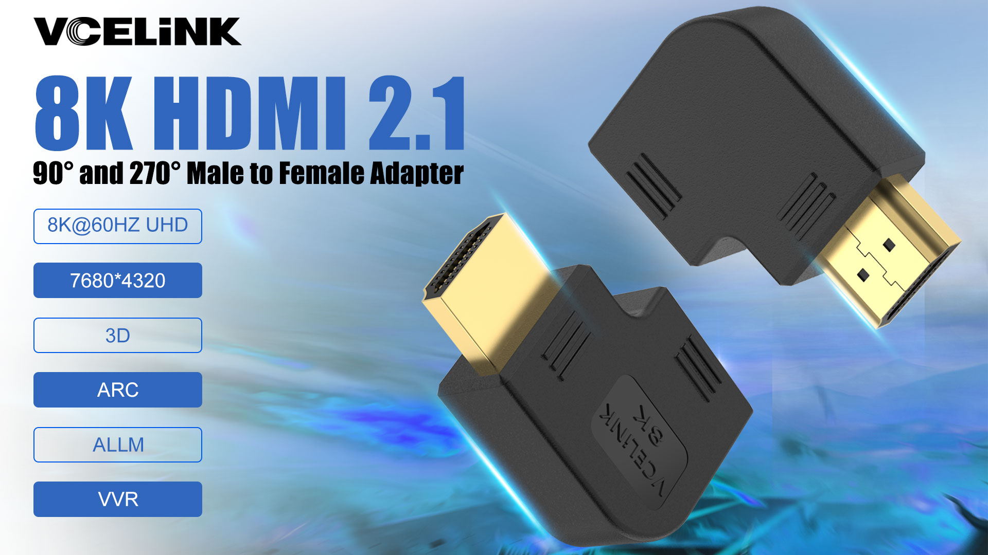 Adattatori HDMI 90° E 270° VCELINK - Supporto 8K@60Hz, 4K@120Hz, Per TV, Console, Monitor - Foto 10