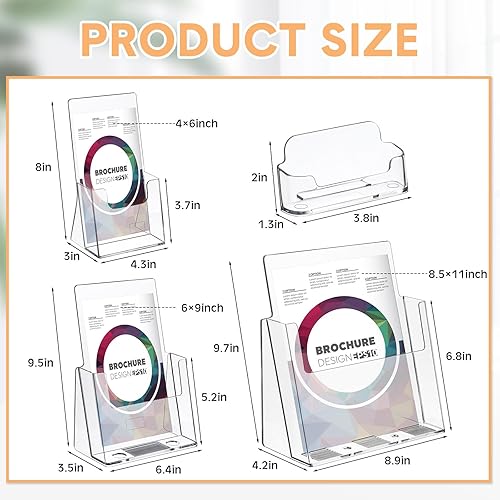 Miniatura 2 de Geyoga 3 soportes acrílicos para folletos de 4 x 6, 6 x 9, 8.5 x 11 pulgadas, 3 unidades, soporte de plástico para revistas, folletos de literatura,