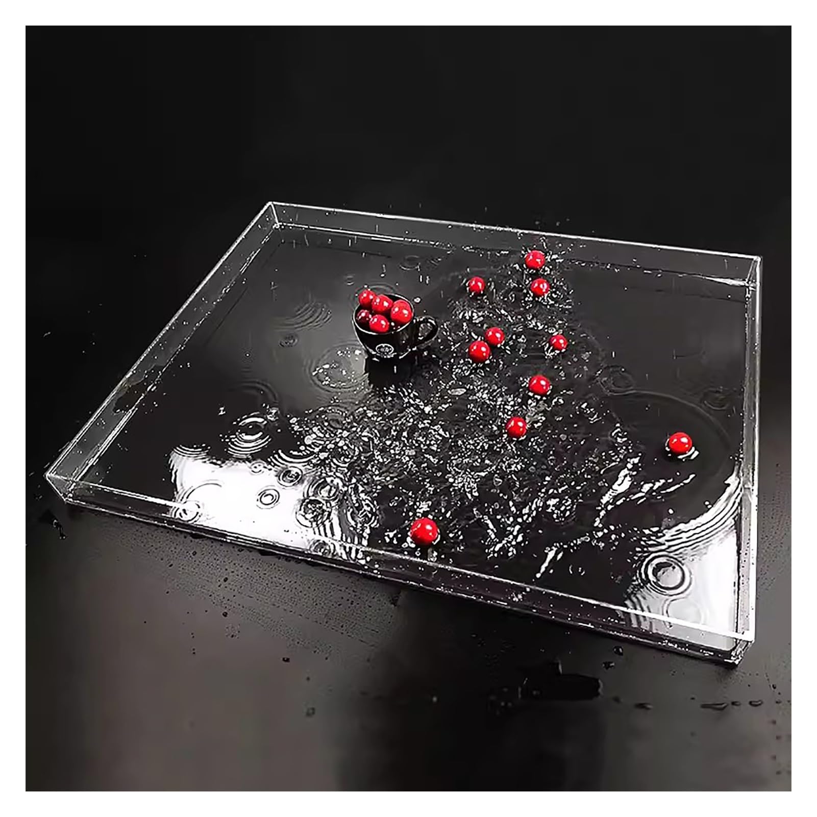 Vitrine Basse en Acrylique Transparent, bac à Eau pour Photographie (60 x 50 x 10 cm), Accessoires de Prise de Vue créatifs, idéal pour l'exposition et Le Rangement, Hauteur 6/10 cm.
