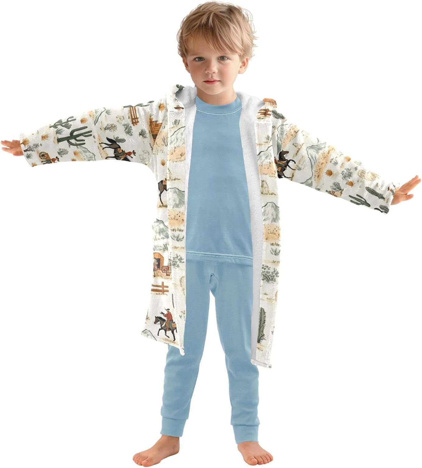 Bathrobe Hooded PJ Robe Soft Fleece Robe Pajama Sleepwears 2-12 Years