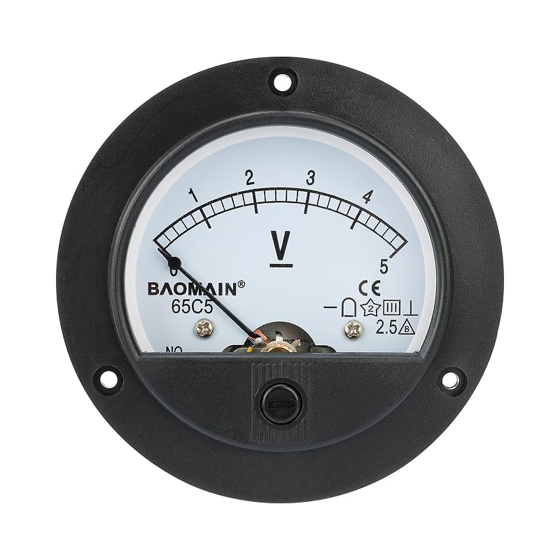 Voltímetro analógico de painel Baomain 65C5-5V DC 0–5 V Classe 2.5 – 1 unidade