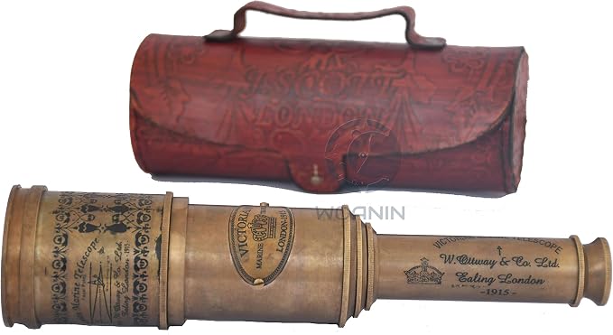 Telescopio Antiguo de Latón WOANIN con Estuche de Cuero, 25x miniatura 9