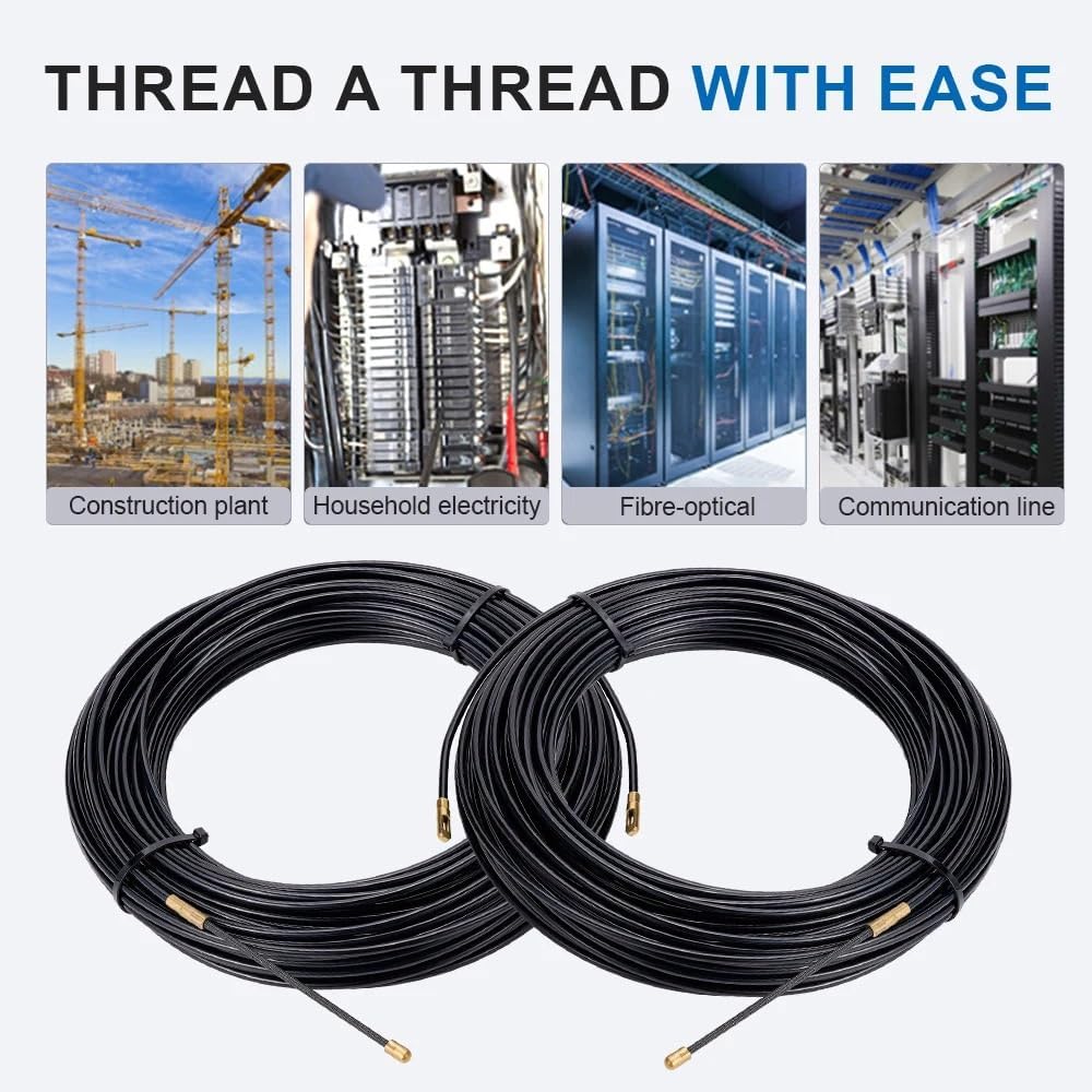 Fish Tape 4mm Cable Guide Push Puller Nylon Fiberglass Electric Cable Gland Rodder Fish Tape Wall Wire Puller Conduit 5/10/15/20/25/30M(10M)