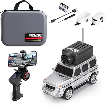 WLtoys Mini RC Car, 164 Scale FPV RC Drift Car with 720P HD Camera, 2.4GHz Transmitter and WiFi App Control with Gyro First Person Perspective Mini Racing Toys for Hobby RC Black Sliver