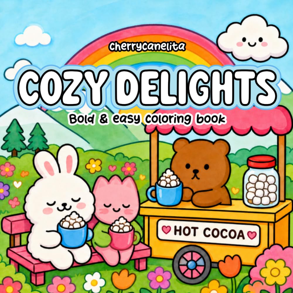 Cozy Delights: A Whimsical Coloring Journey of Sweet Treats and Serene Springtime Scenes