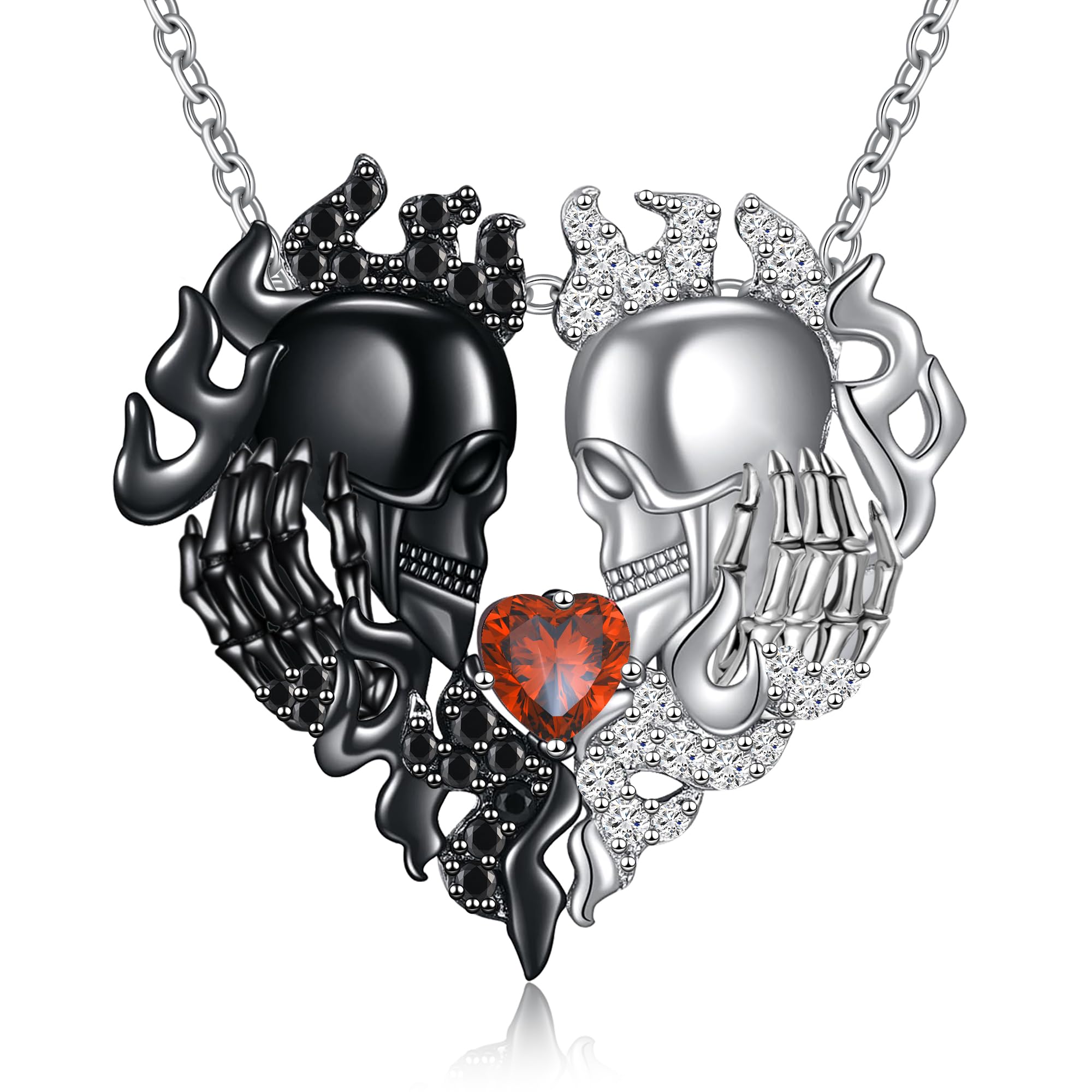 UYBNRK Skull Necklace for Women Men Gothic Necklace for Birthday Party Gifts Skull Jewelry Pendant Necklace Cubic Zirconia Goth Style Jewelry for