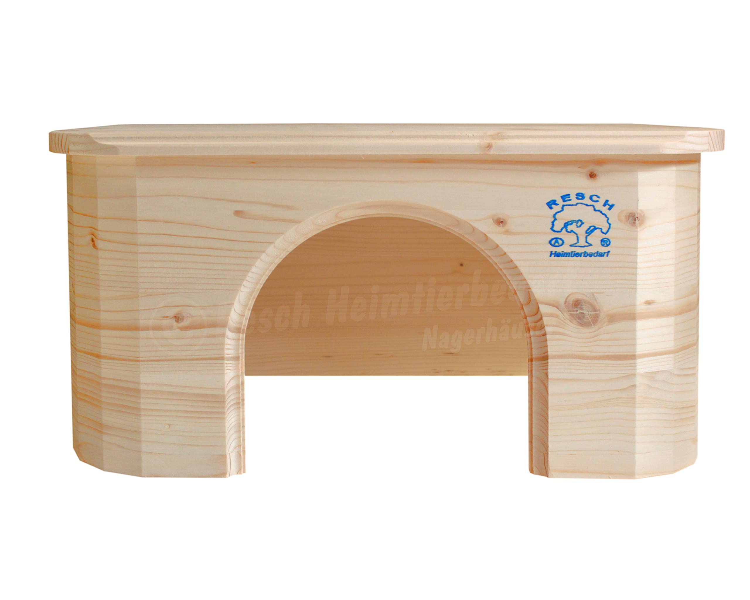 Resch Nr16 Kaninchen Bungalow Naturbelassenes Massivholz aus Fichte mit Extra Großem Eingang/Abgerundetes Design