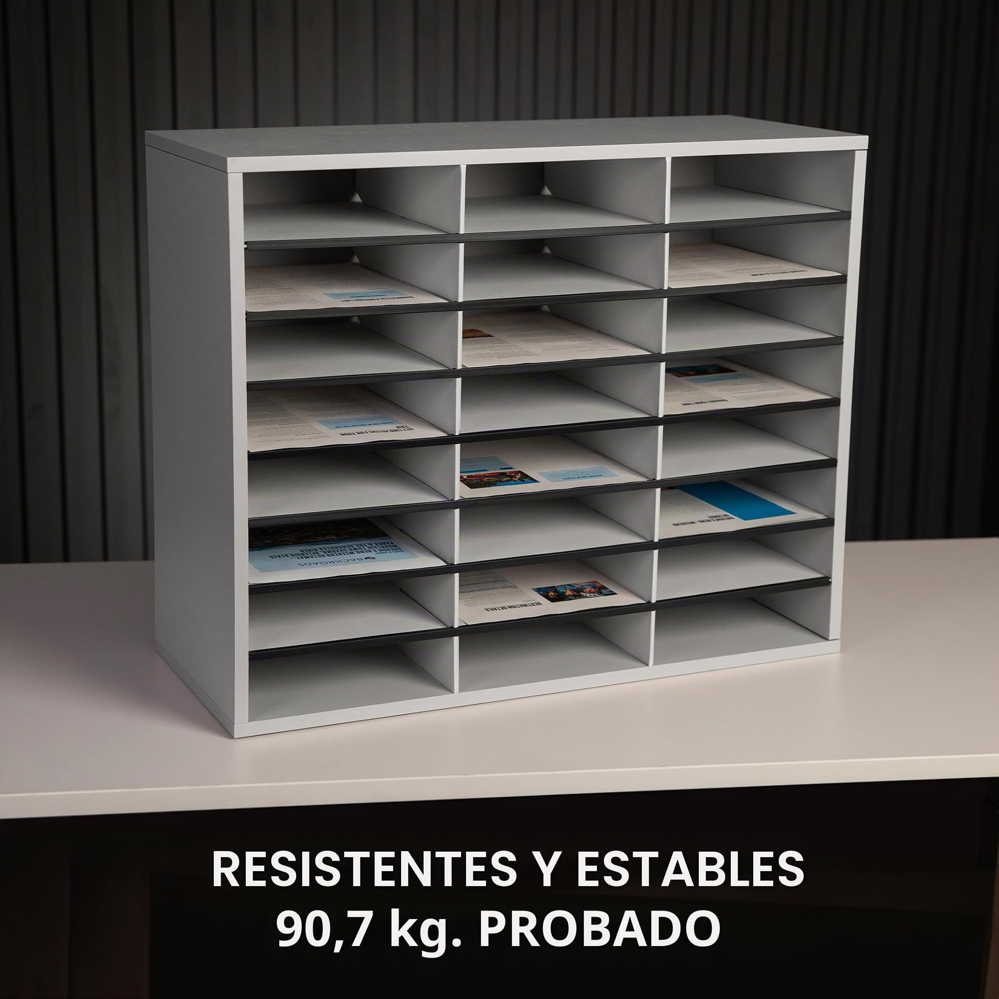 Fellowes, Mueble organizador de documentos, 24 compartimentos, gris