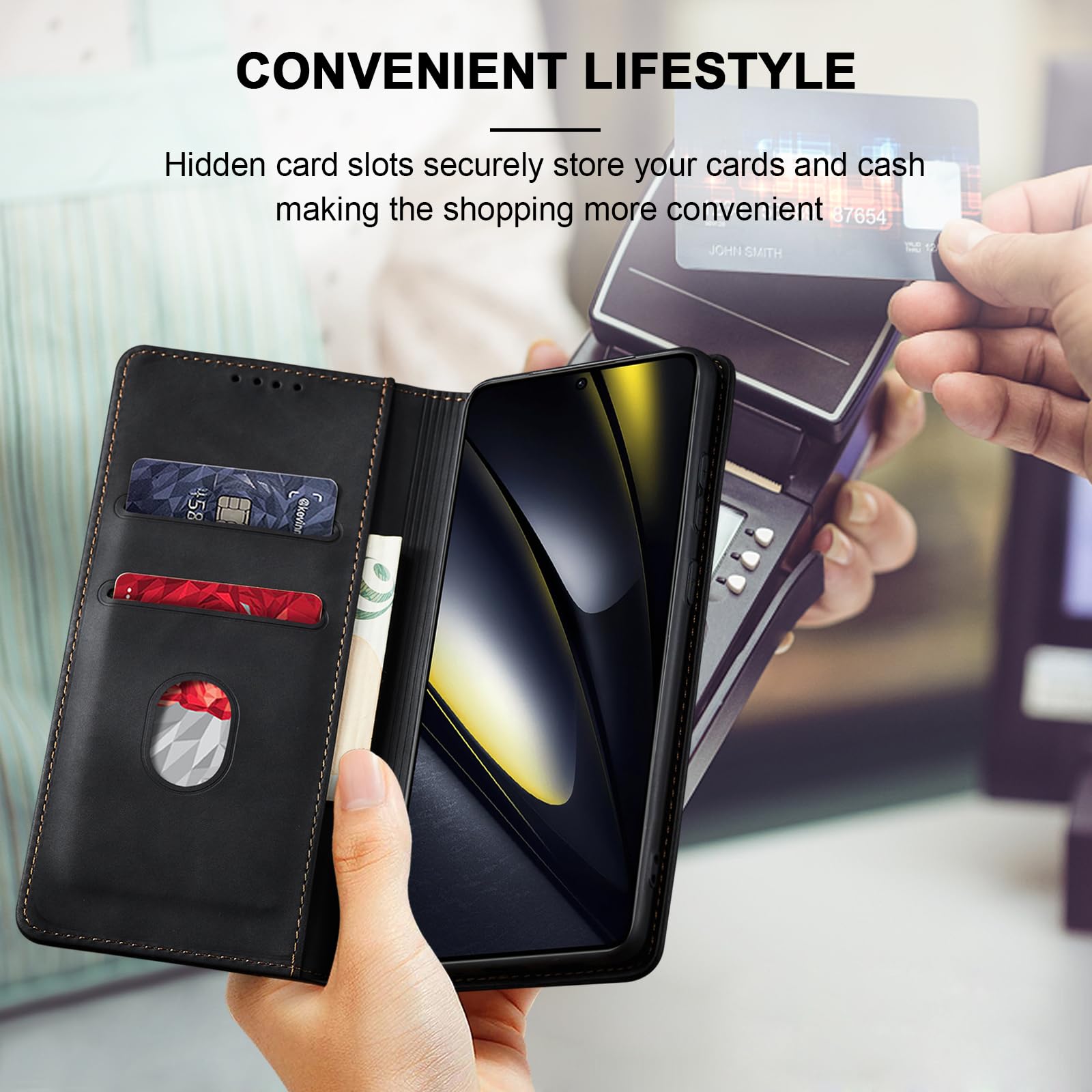 Custodia HAOYE A Libro Per Xiaomi Poco F5: Pelle, Portafoglio E Supporto Magnetico. Tutto In Uno, Con Stile!