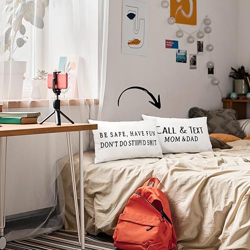 Vista 4 de Mingnei Have Fun Be Safe Don't Do - Fundas de almohada decorativas reversibles para dormitorio universitario, texto divertido para mamá, papá