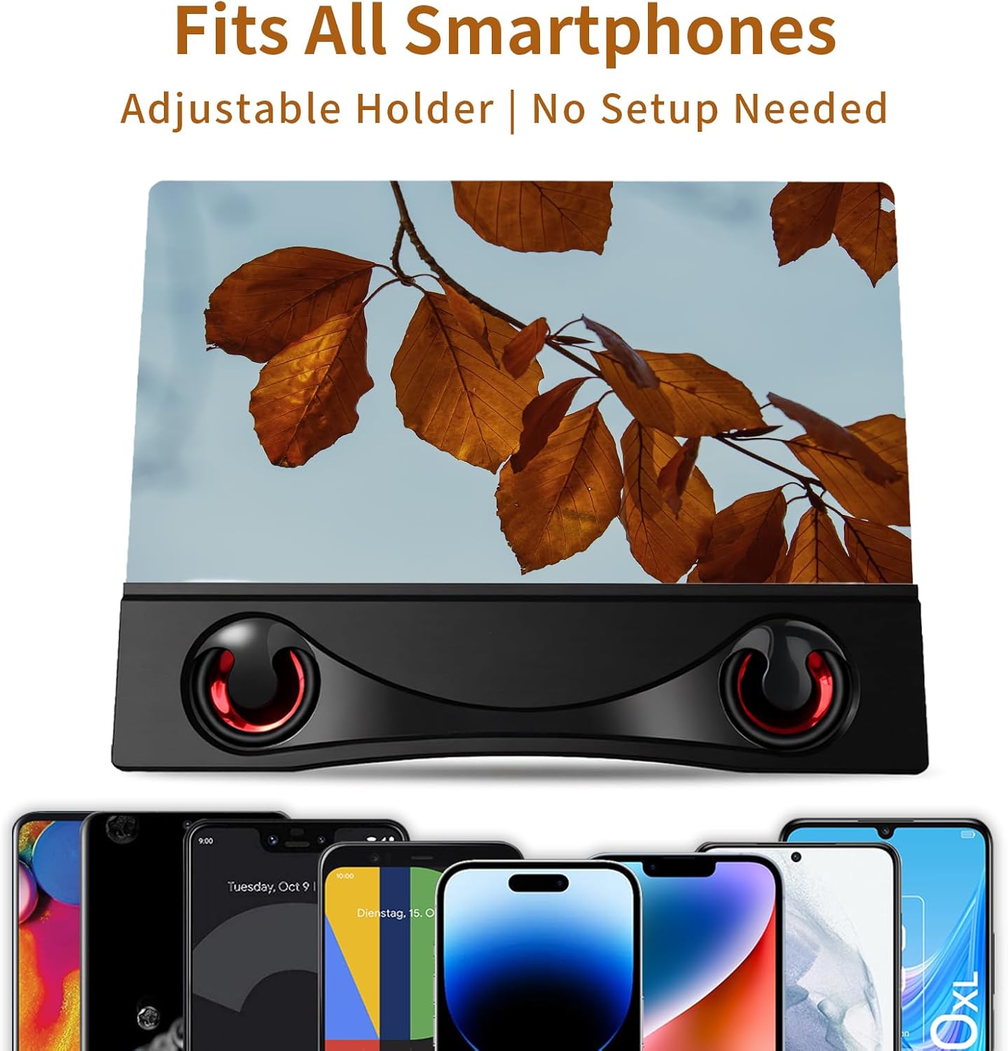 12" Phone Screen Magnifier with Speaker Mini 3D HD Foldable Amplifier for Movies & Gaming-Portable Home Theater Clear Audio,Supports All Smartphones for Family,Seniors,Travel