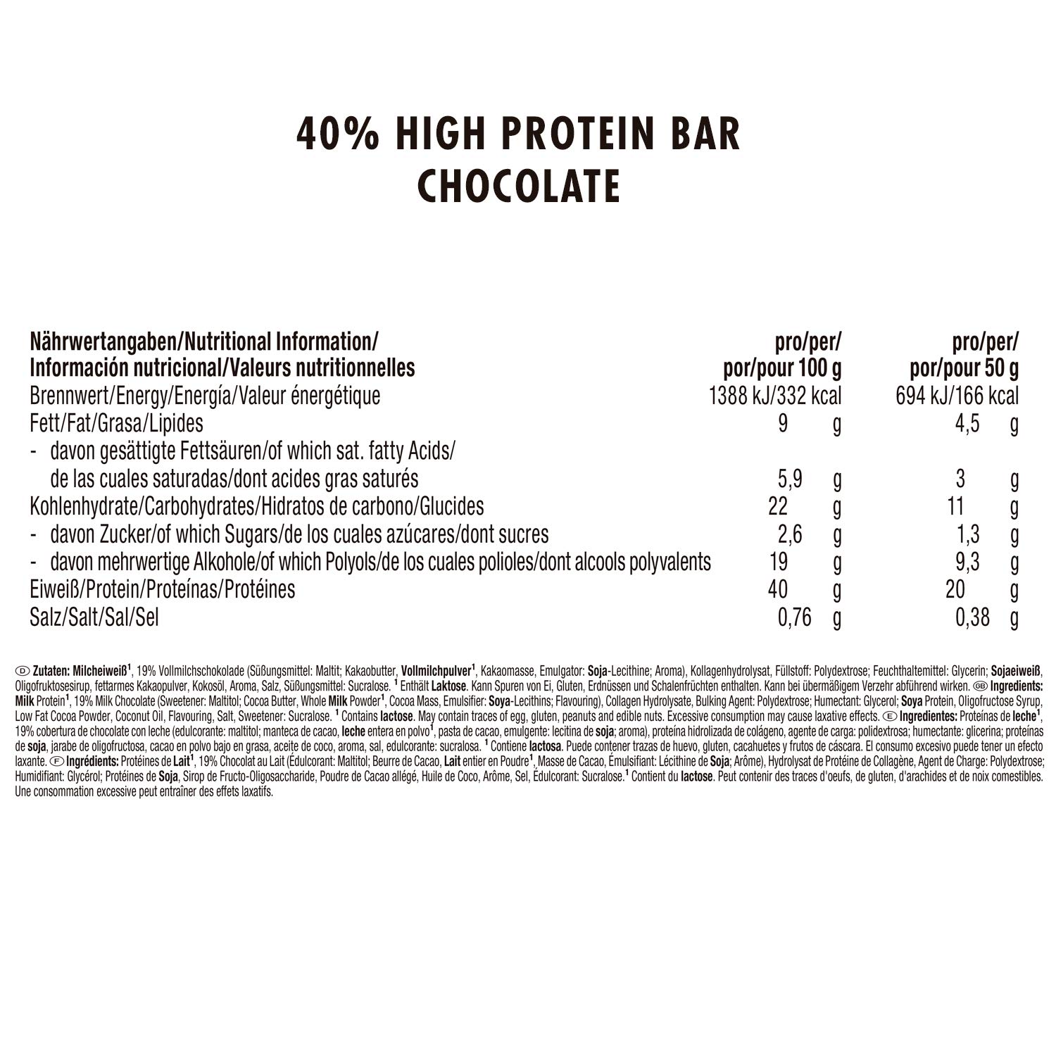 40% LCP Bar Schoko 24x50g