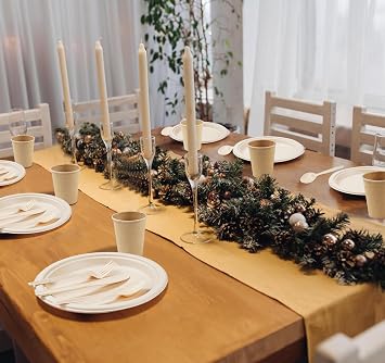 Anstore 200Pcs Paper Plates and Napkins for 25 Guests Disposable Cutlery