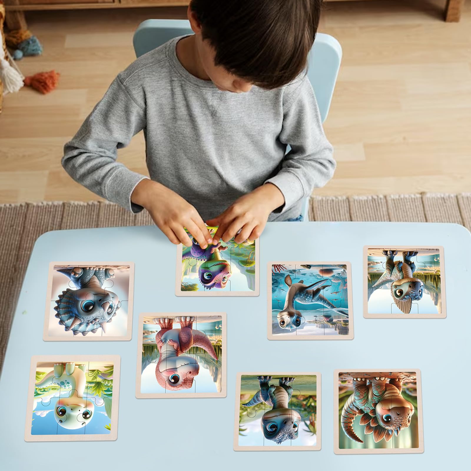 Puzzle per bambini a partire da 3 4 5 6 anni, 8 x 6 pezzi, puzzle in legno, giocattolo educativo prescolare, regali per bambini per ragazzi e ragazze