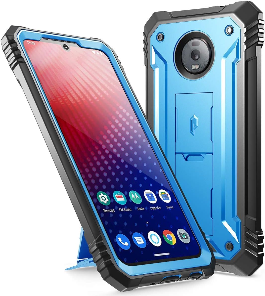 Uр Tо 50% оƒƒ Moto Z4 Rugged Case with Kickstand, Poetic Full-Body Dual-Layer Shockproof Protective Cover, Built-in-Screen Protector, Revolution Series, Defender Case for Motorola Moto Z4 (2019 Release), Blue