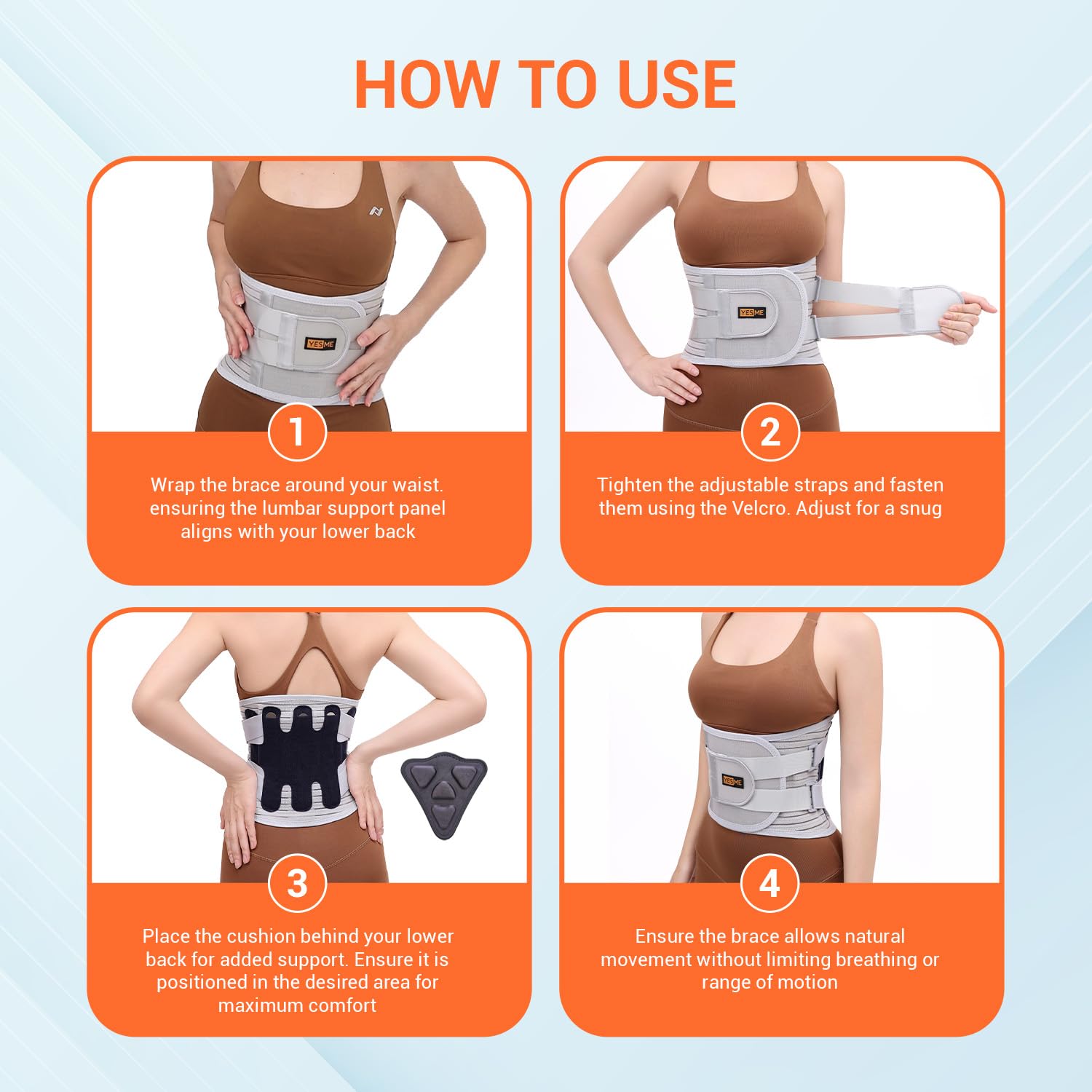 Lower Back Brace Support for Men and Women, Improve Posture, Support Back Pain From Herniated Discs, Sciatica Pain, Stretchable And Breathable, Adjustable Size (Medium)