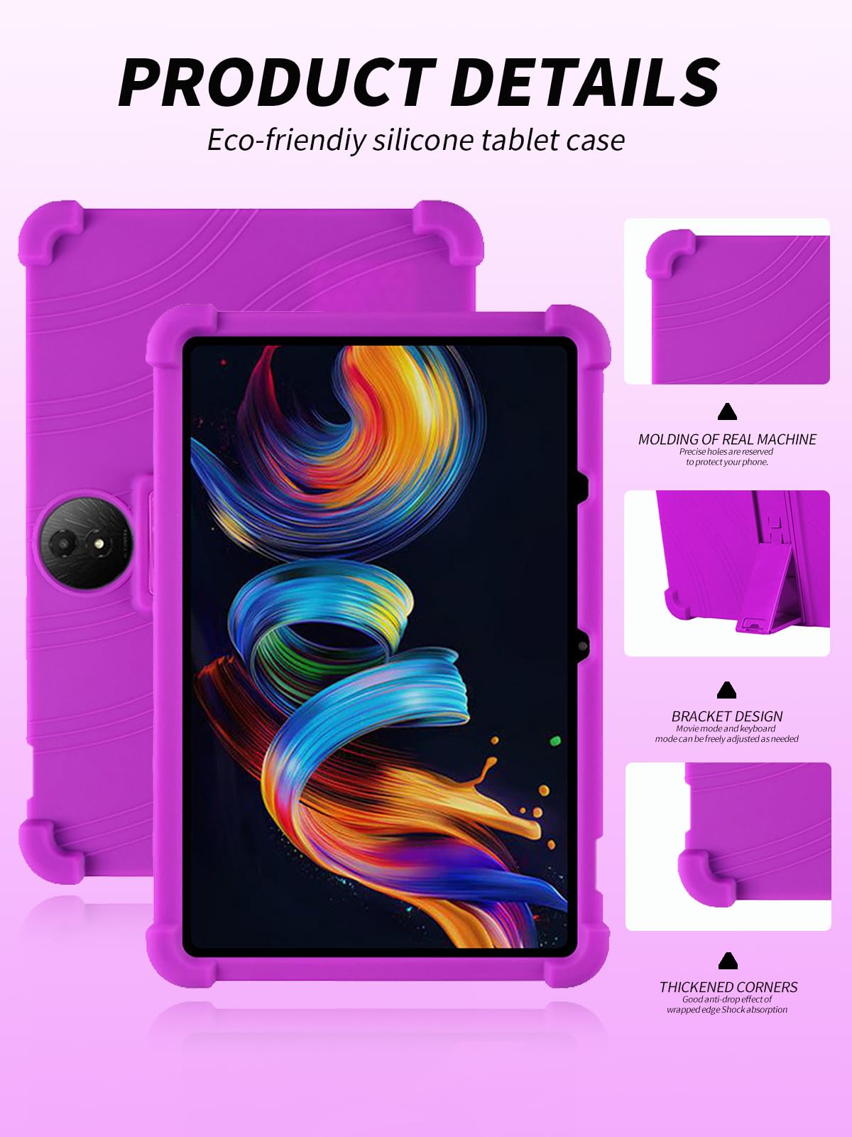 Funda protectora para TCL NXTPAPER 11 Plus 11.5 pulgadas 2025 más reciente, yystao Funda de silicona suave para niños compatible con TCL NXTPAPER 11 Plus, soporte ajustable (Morado)