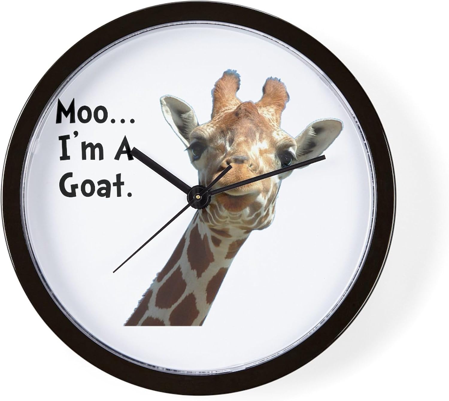 CafePress Moo Giraffe Goat 10" Wall Clock for Livingroom, Kitchen, or Office