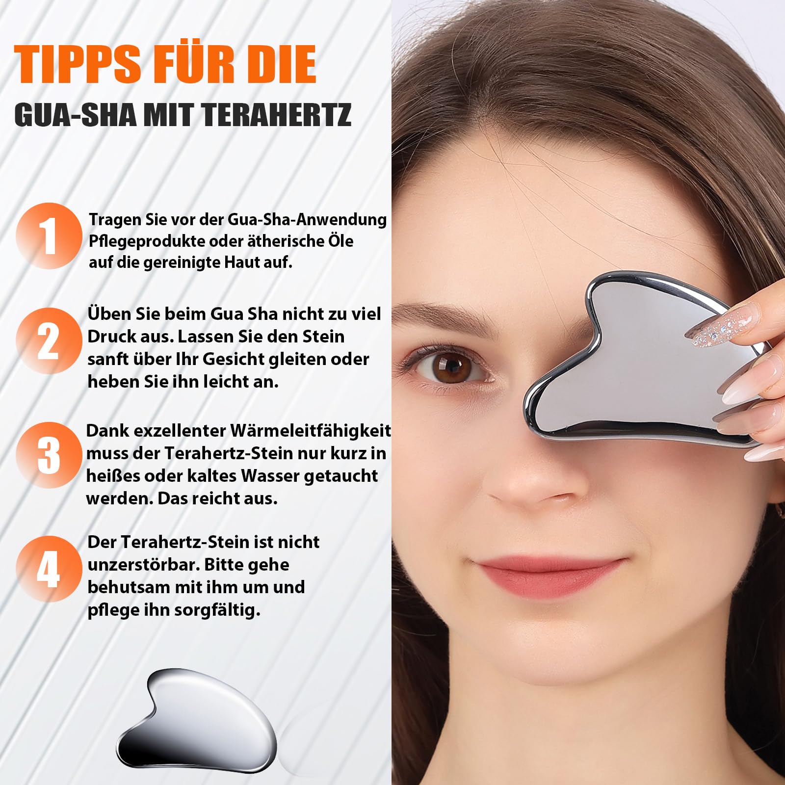 Terahertz Gua Sha ，guasha stein für Gesichtsmassage， Terahertz Energie – Straffend, Abschwellend, Anti-Aging, Anti-Falten，Dünnes Terahertz-Gua Sha für Gesicht, Augenbereich, Hals und Körper.