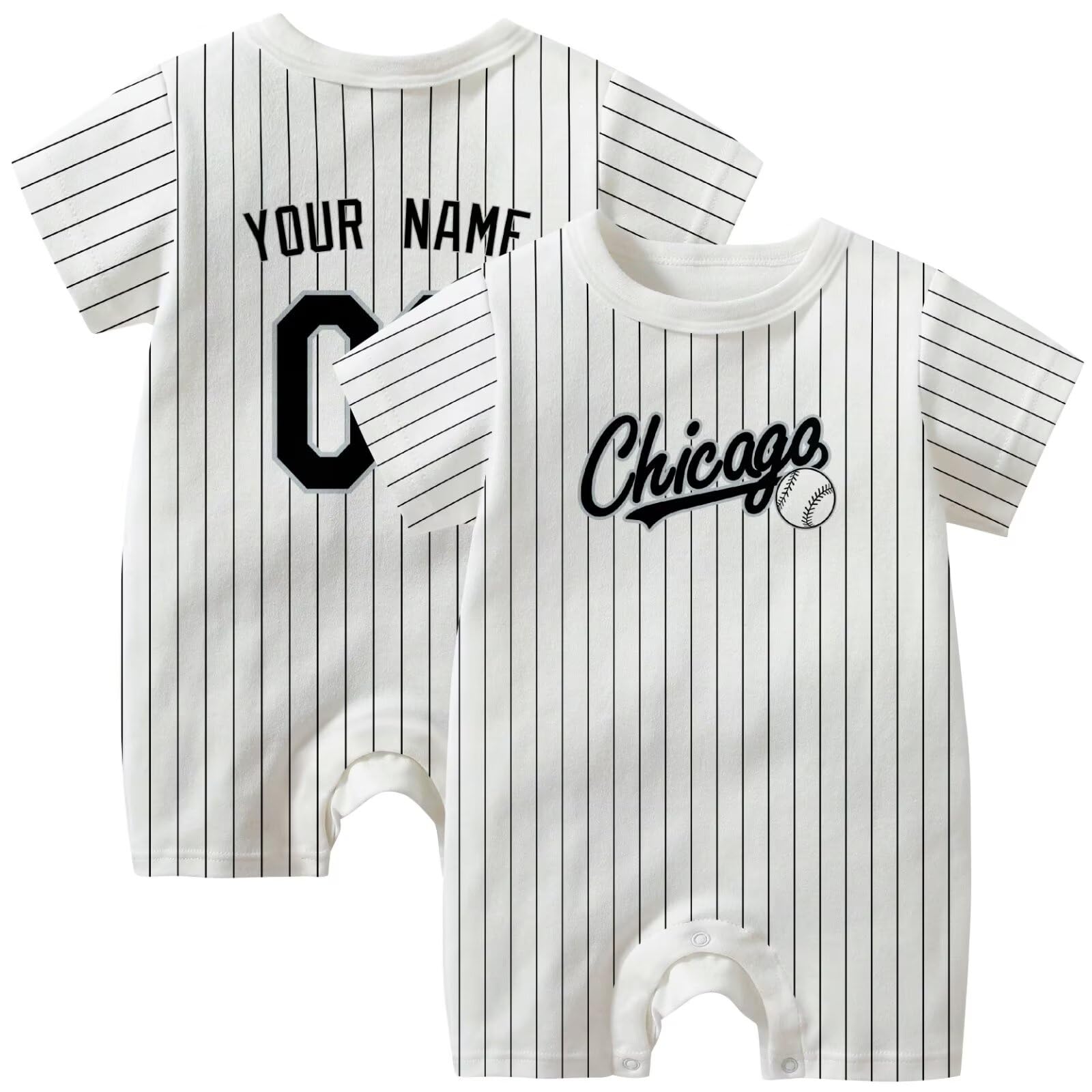 KREDE Baby Clothes Unisex White Bodysuit Rompers Custom Name Number for Baby Boys