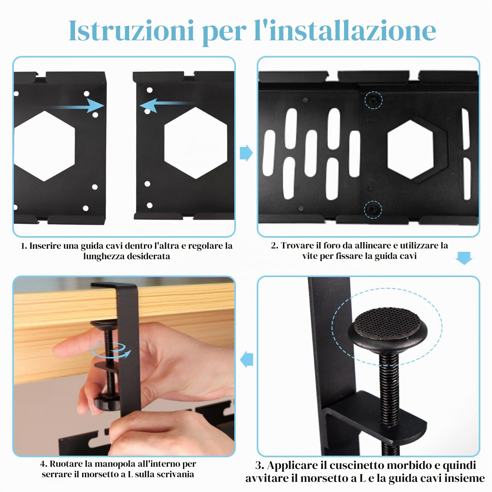 seOSTO Porta Cavi Scrivania, Retrattile Raccogli Cable Management Scrivania, Senza Forare Nascondi Ordinati Raccogli Cavo con Accessori, Organizer per Ufficio e Casa
