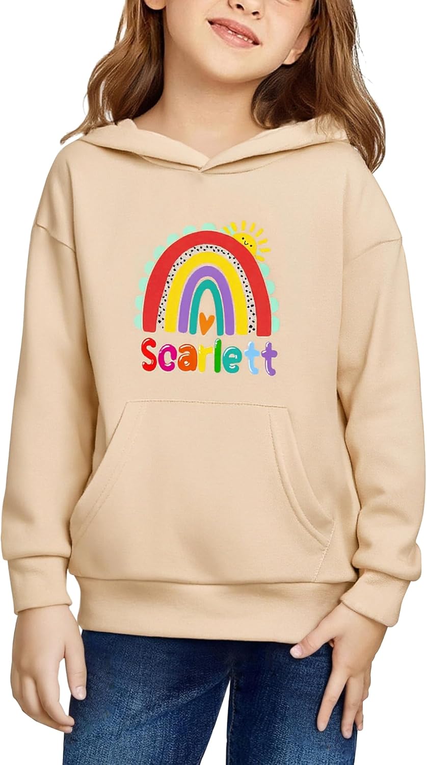 Girls Sweatshirt Printed Hoodie Long Sleeve Pullover Fall Fashion Hooded Top for Teen Girls with Pockets 4-12 Years