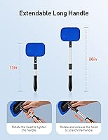 Vista 2 de AstroAI Limpiaparabrisas, 4 almohadillas de microfibra reutilizables y lavables, para ventana de vehículo, mango telescópico, extensible, kit