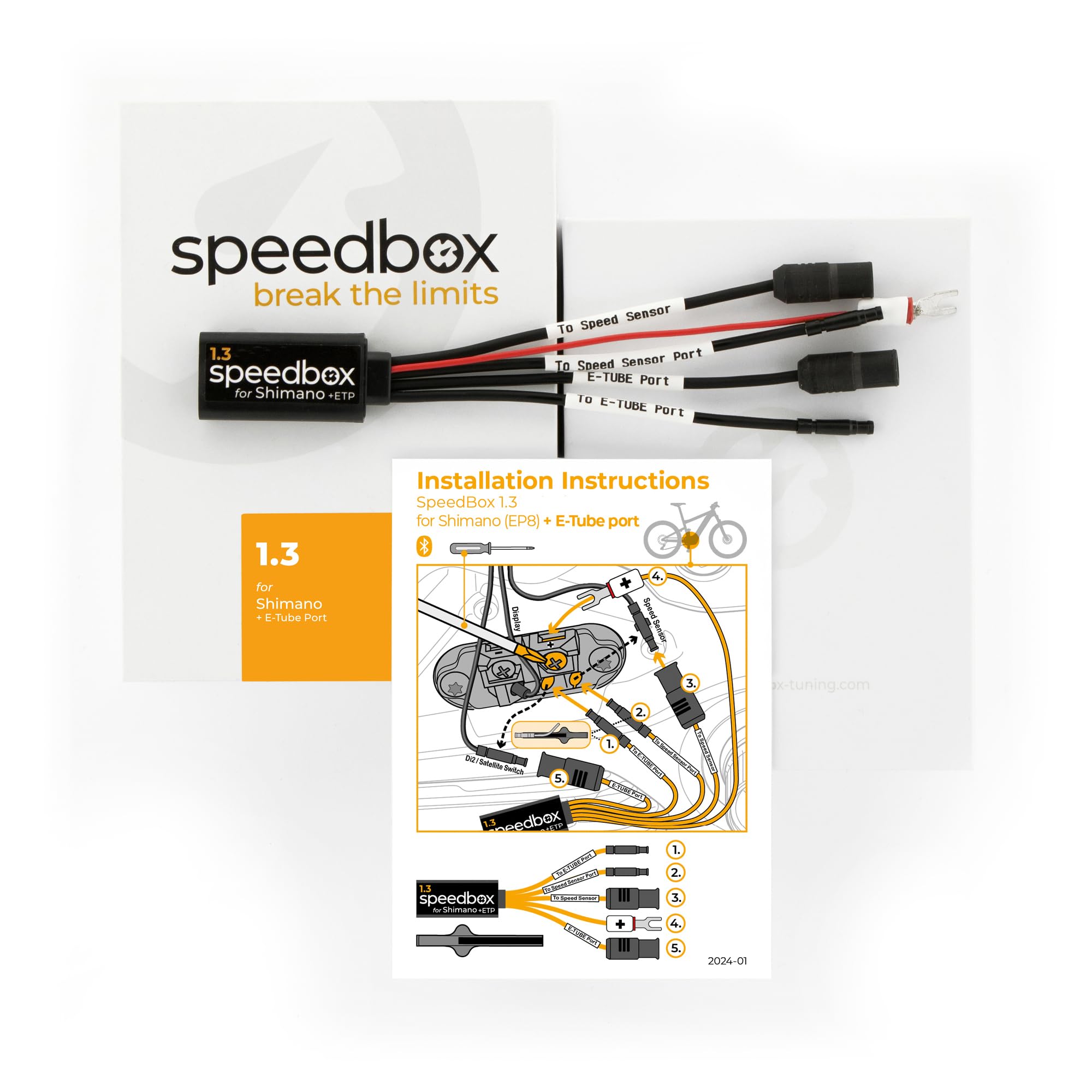 SPEEDBOX 1.3 Compatible with Shimano EP8 Motor + E-Tube Port/E-Bike Tuning Chip/Compatible with Di2 + Satellite System