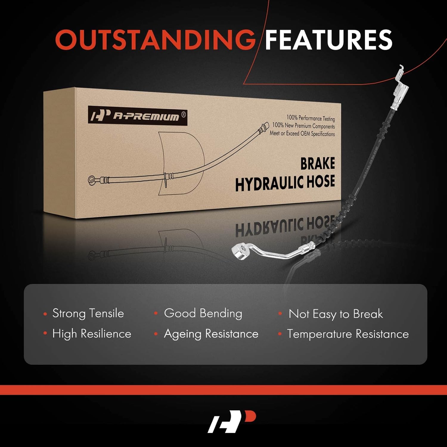 A-Premium Front Driver and Passenger Brake Hydraulic Hose Compatible with Jeep Models - Wrangler 1990 1991 1992 1993 1994 1995 - Replace# 52008779AC,Pack of 2