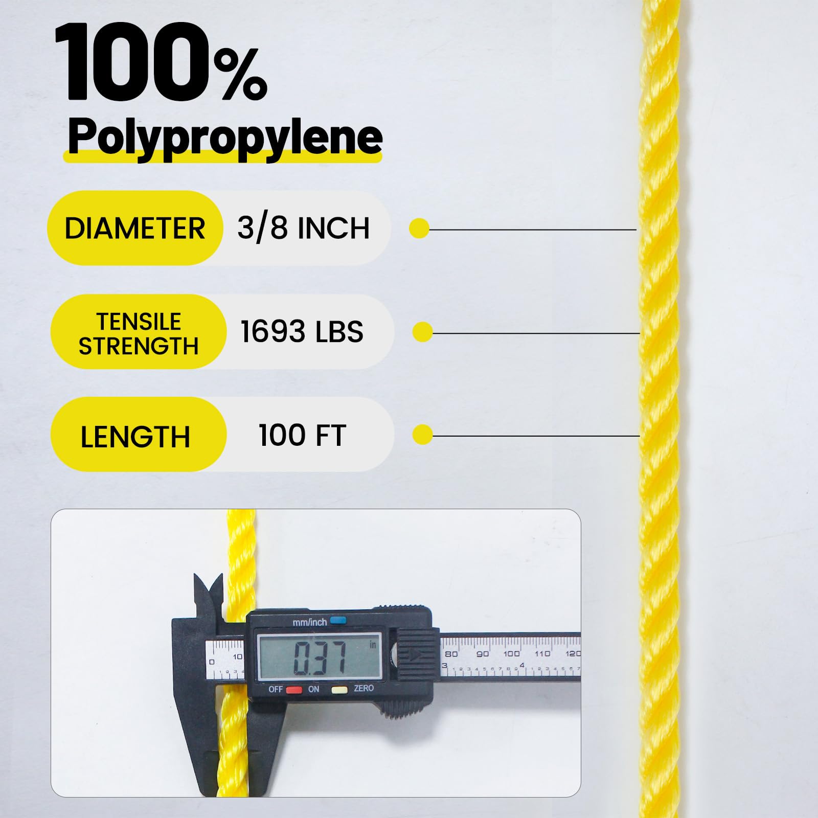 Aazon.co: ERIANE Polypropylene Rope 3/8 Inch 100ft, All Purpose - View #12