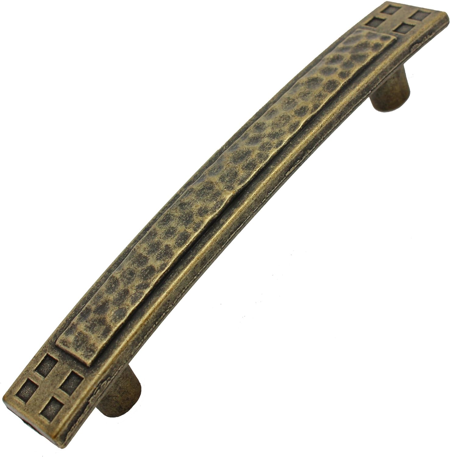 GlideRite Hardware 4244-AB-10 3.75 inch Cc Antique Brass Hammered Mission Style Cabinet Handle Pulls 10 Pack