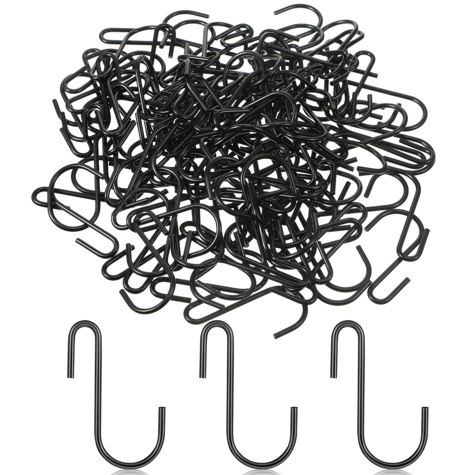 Crochets en S de 6 cm en fil de fer noir pour plantes et suspension de pot | Lot de 120