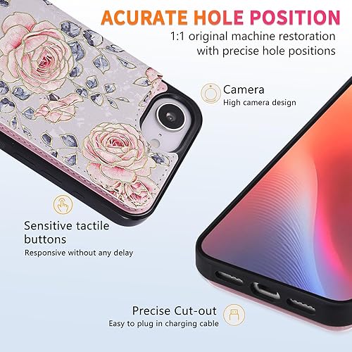 Miniatura 121 de UEEBAI Funda tipo cartera para iPhone 15 Pro Max con tarjetero, cubierta de cuero PU con soporte, bloqueo RFID, doble cierre magnético, relieve de
