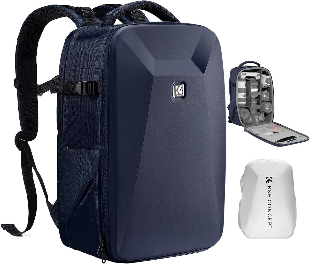 Mochila para cámara fotográfica, Bolsa rígida para cámara DSLR de fotografía | Compartimento para portátil de 15 a 15,6 pulgadas, resistente al agua, funda rígida para cámara, compatible con Canon/Nikon/Sony/DJI Mavic Drone, B07
