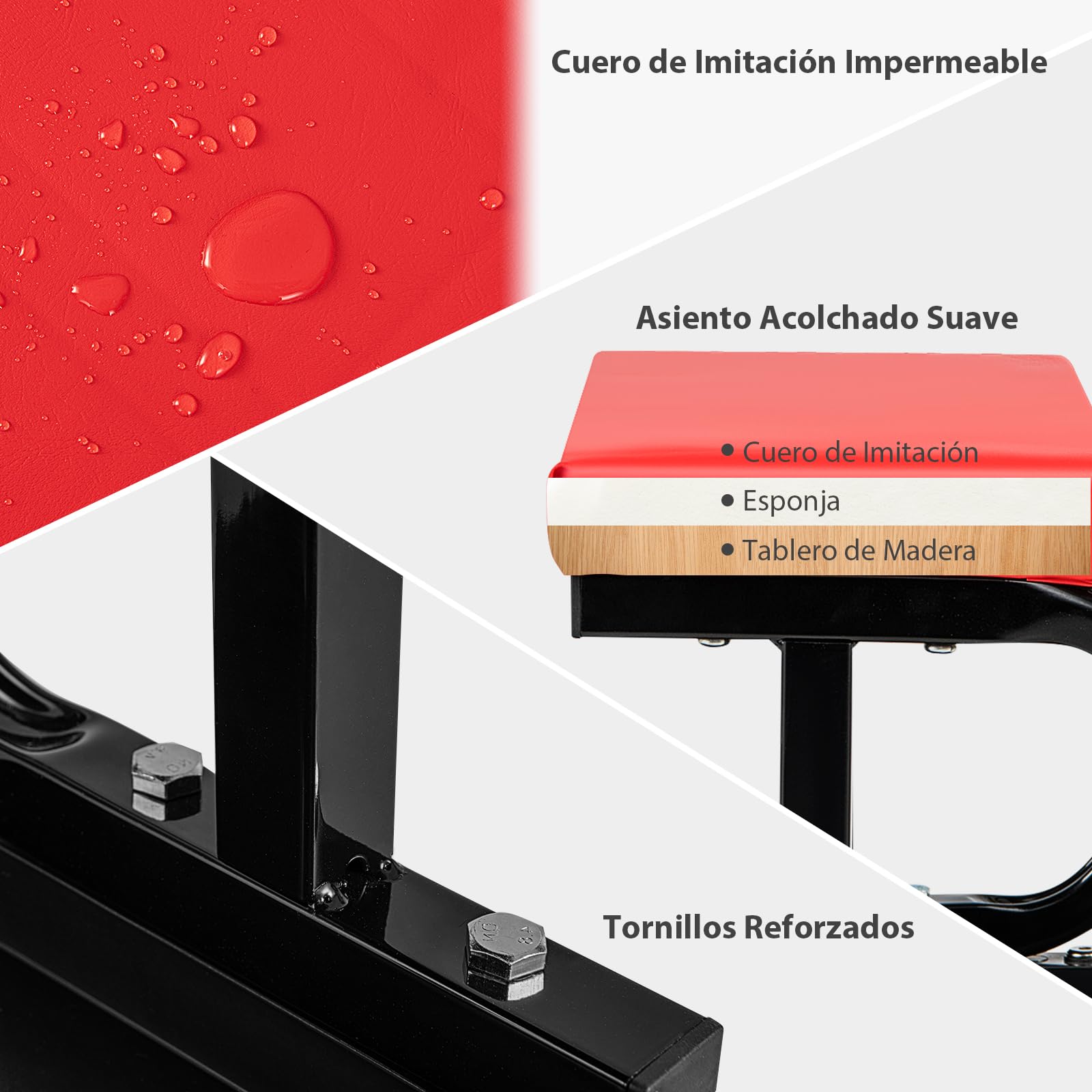 COSTWAY Asiento Rodante, Taburete para Garaje y Taller, Asiento para Mecánicos Acolchado con Bandeja para Herramientas, Asiento Rodante con 4 Ruedas Universales, Capacidad de Carga de 150 kg