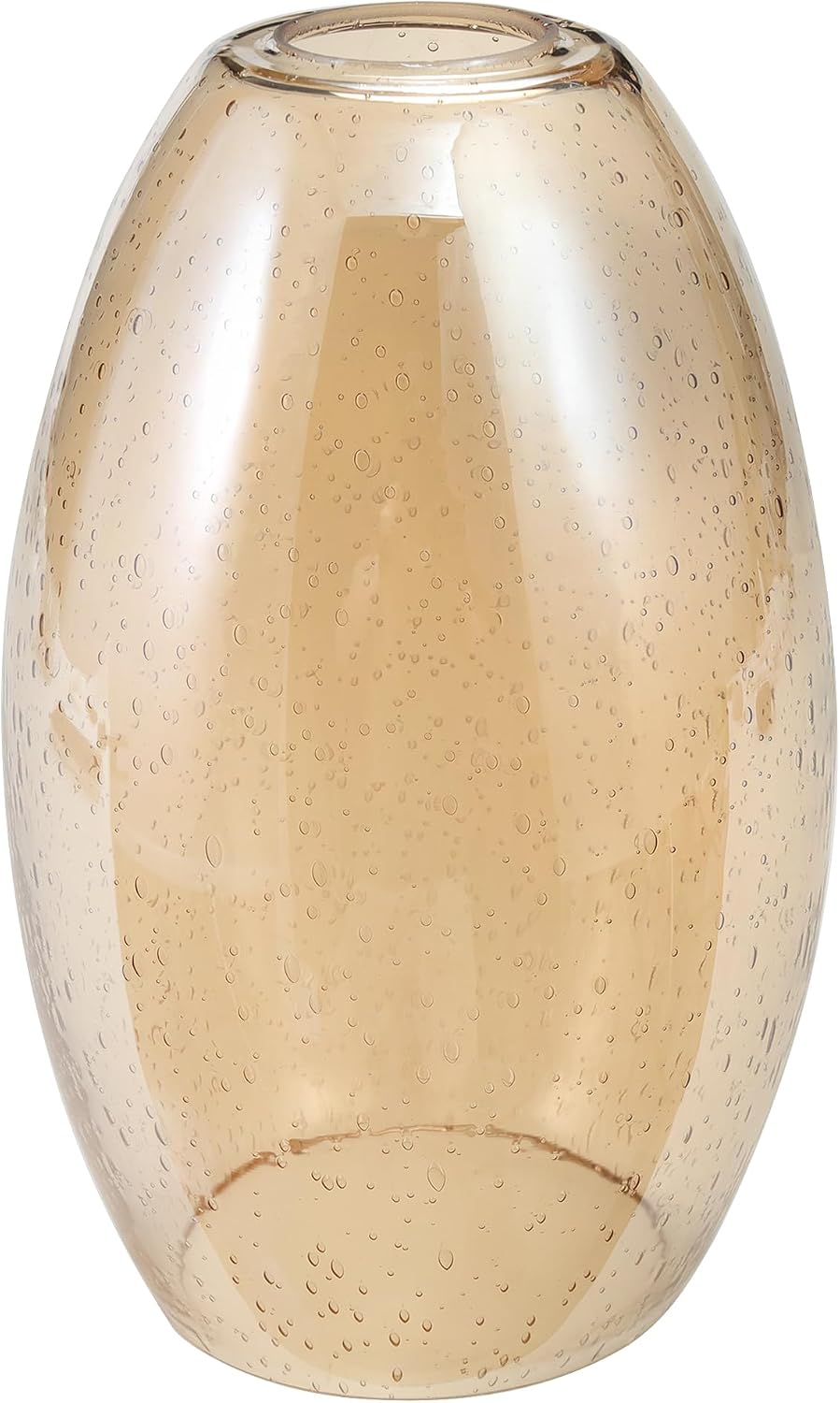 Glass Lamp Shade Replacement Shade for Light Fixture, 1-5/8 inch Fitter, 9" Height, 6" Diameter, Clear Amber Seeded Bubble Effect Oval Farmhouse Glass Globe Cover