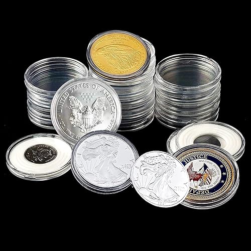 Miniatura 4 de Soporte para monedas de dólar plateado de 1.57 pulgadas, cápsulas de monedas de los Eagles de plata para coleccionistas con caja organizadora de