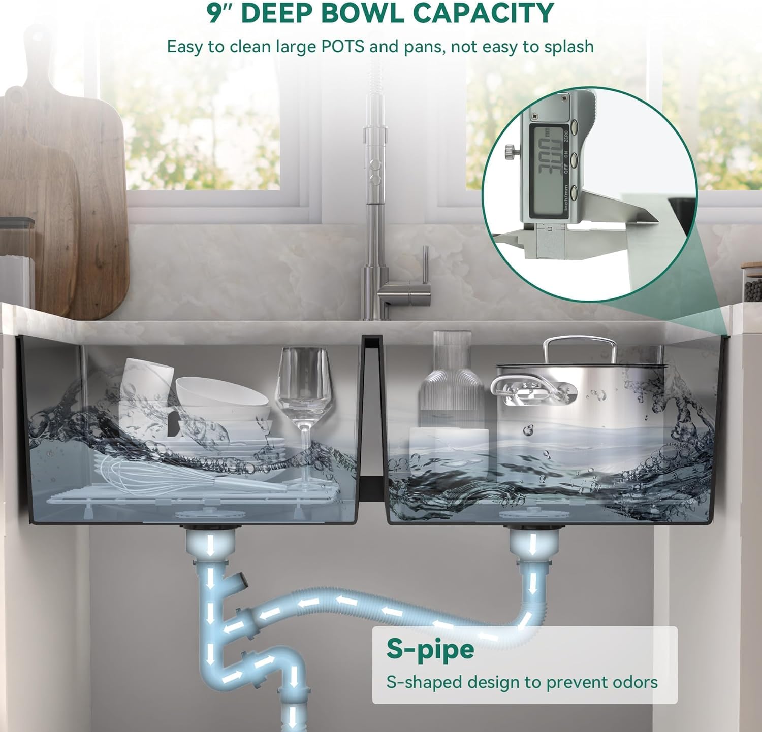 YITAHOME Black Kitchen Sink 33in Undermount 50/50 Double Bowl 16 Gauge Stainless Steel Nano Gunmetal Black Bar Sink with Accessories for Workstation, Prep Kitchen, 33 x 19 x 10in