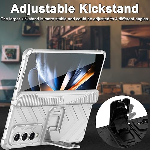 Miniatura 3 de Miimall Funda compatible con Z Fold 4, funda Fold 4 con protección de bisagra, soporte ajustable, protector de pantalla de vidrio templado, funda