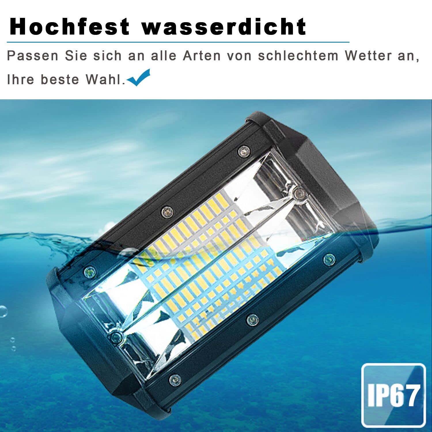 Aufun LED Arbeitsscheinwerfer 72W LED Zusatzscheinwerfer Offroad Scheinwerfer 21600LM 10-30V 6000K Arbeitslicht Wasserdicht IP67 (4 x 72W)