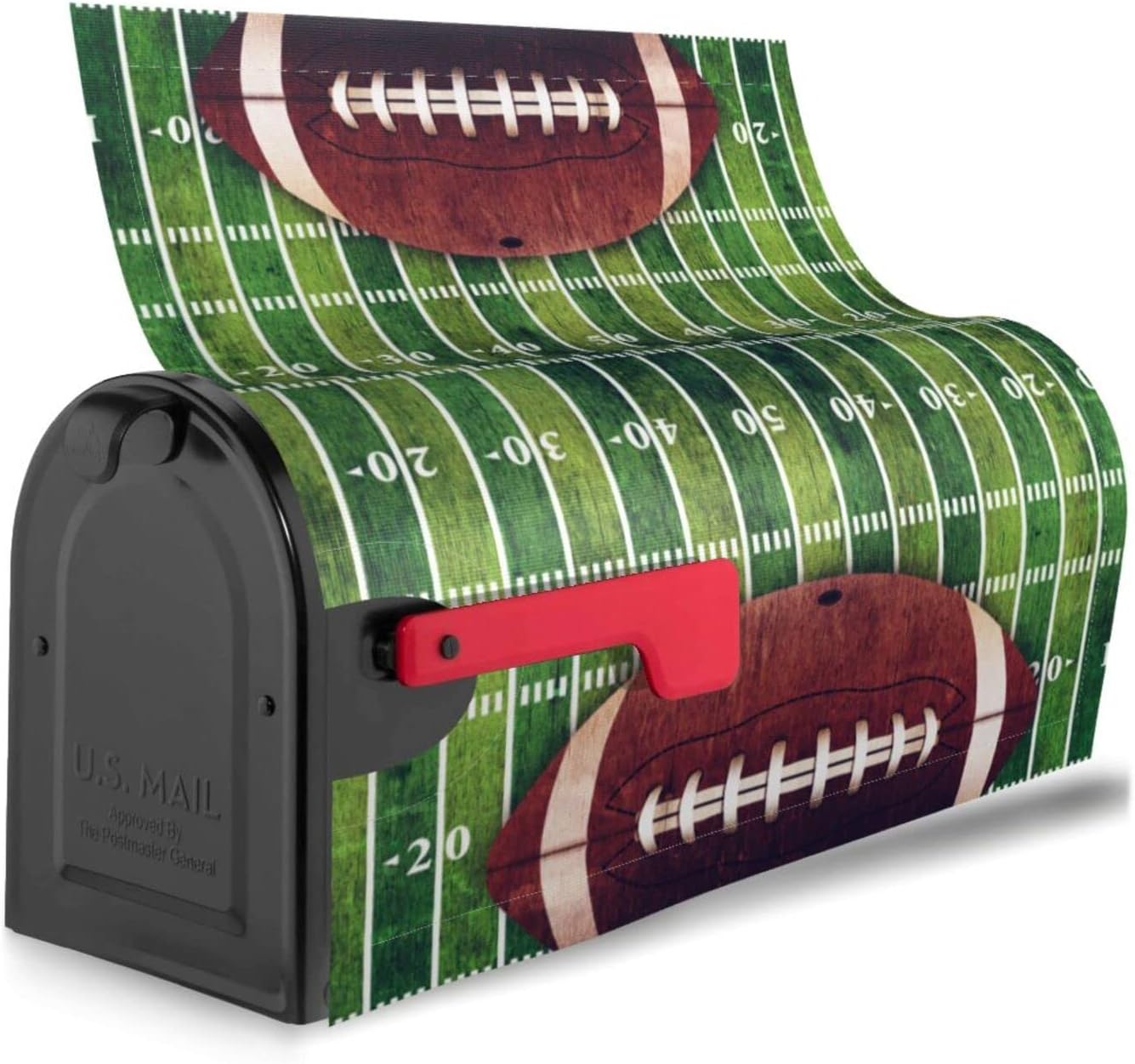 Sport American Football Mailbox Cover Magnetic Standard Size Waterproof Letter Post Box Cover Wrap Oversize Decoration Welcome Home Garden Outdoor 21" Lx 18" W