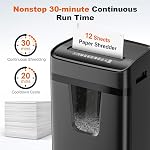 Bonsaii 12-Sheet Micro Cut Paper Shredder for Home Office, Heavy Duty Paper Shredder with 5.5 Gallon Pull-Out Bin, P-4 Security Level – Shreds Paper, CD, Credit Card, for Home Office Use(C282-B)