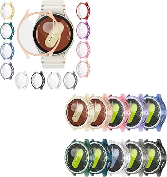[22 Pack] YUVIKE Watch Screen Protector for Galaxy Watch 7 40mm, 12 Soft TPU Watch Cases and 10 Glitter Watch Cases, Protective Face Cover for Samsung Galaxy Watch7 40mm