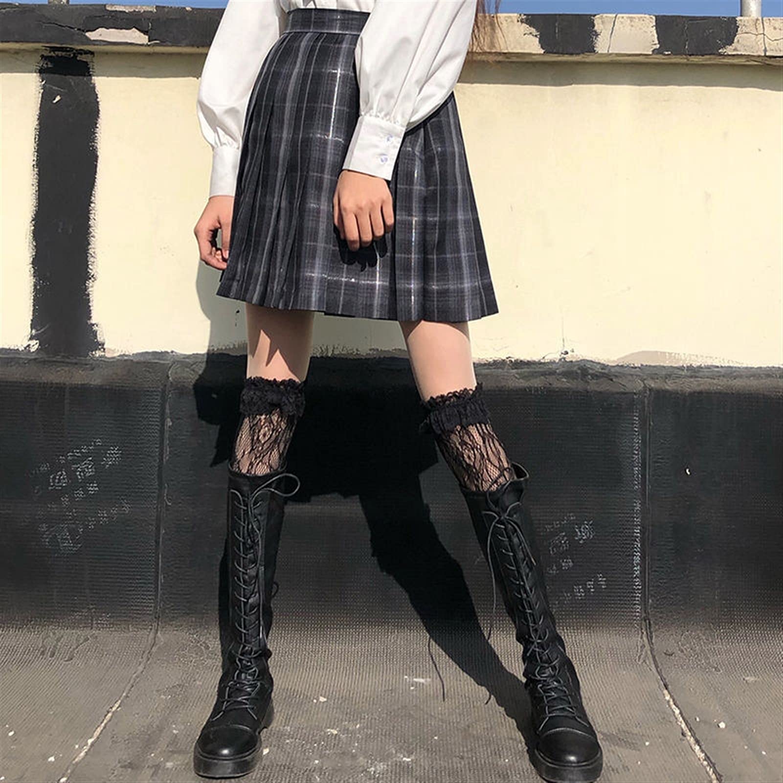 Lolita - Calze Al Ginocchio Da Donna, Colore Bianco, Opache